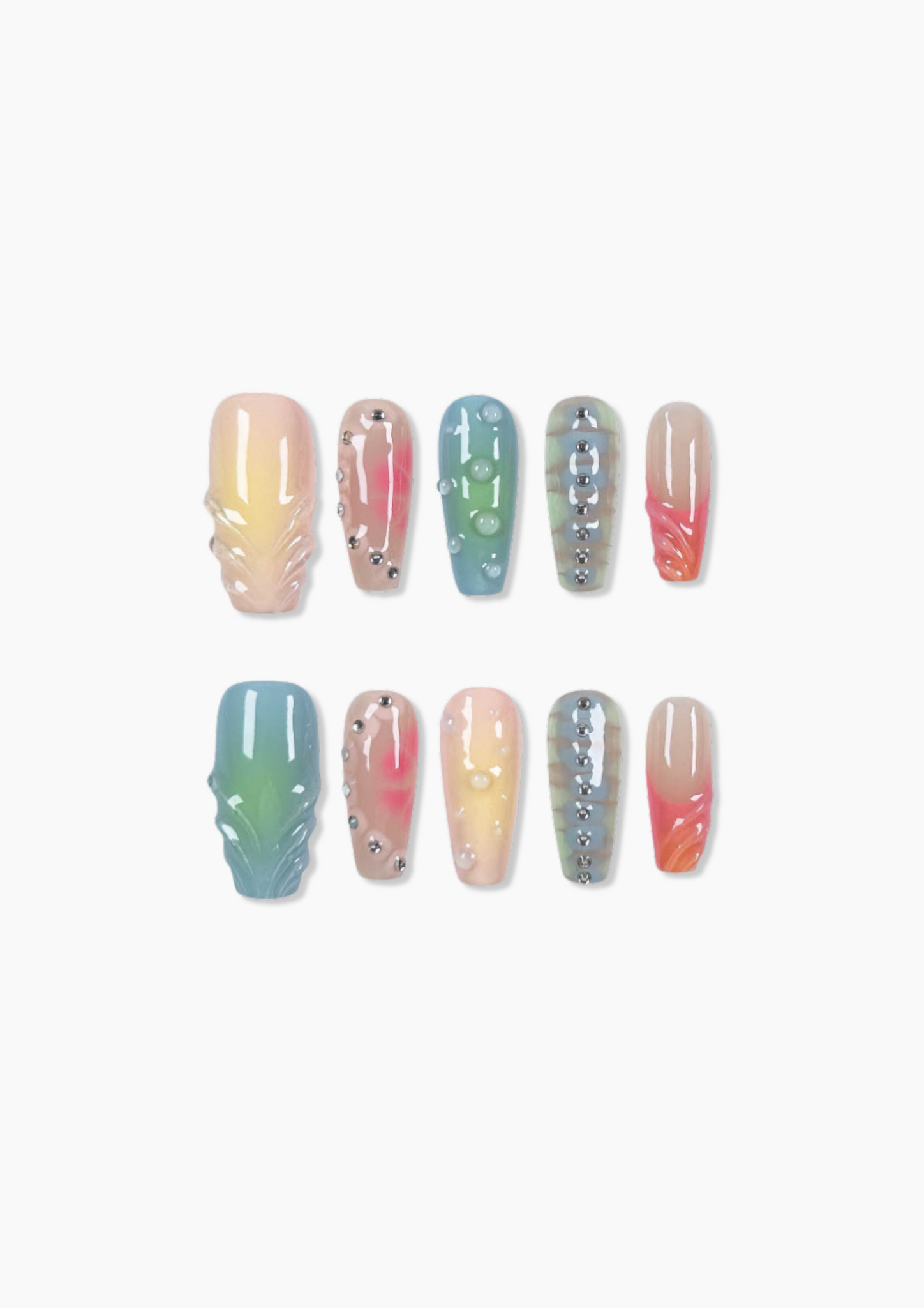 Jade Press-On Nails Reusable Set with Tools

