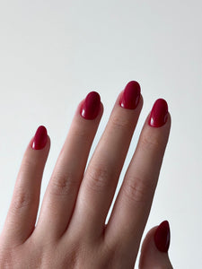 Oval Red Press-On Nails Staple Edit Gel Like Finish

